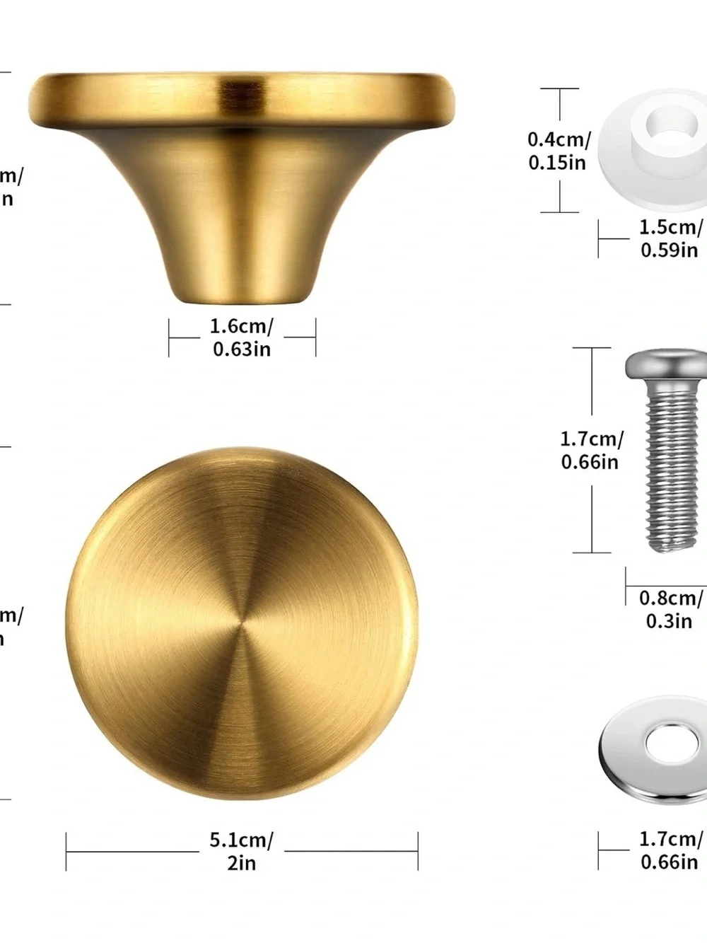 2pc Gold Stainless Steel Dutch Oven Cookware Lid Knob Set w/ Screws & Washers